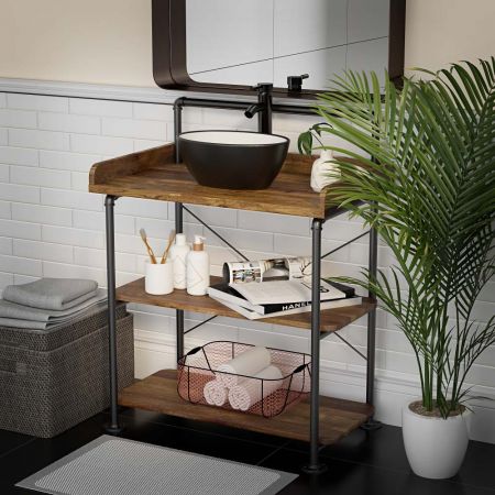 Ipari cső mosdóállvány konzol szekrény polcok - Ipari cső mosdóállvány konzol szekrény polcok